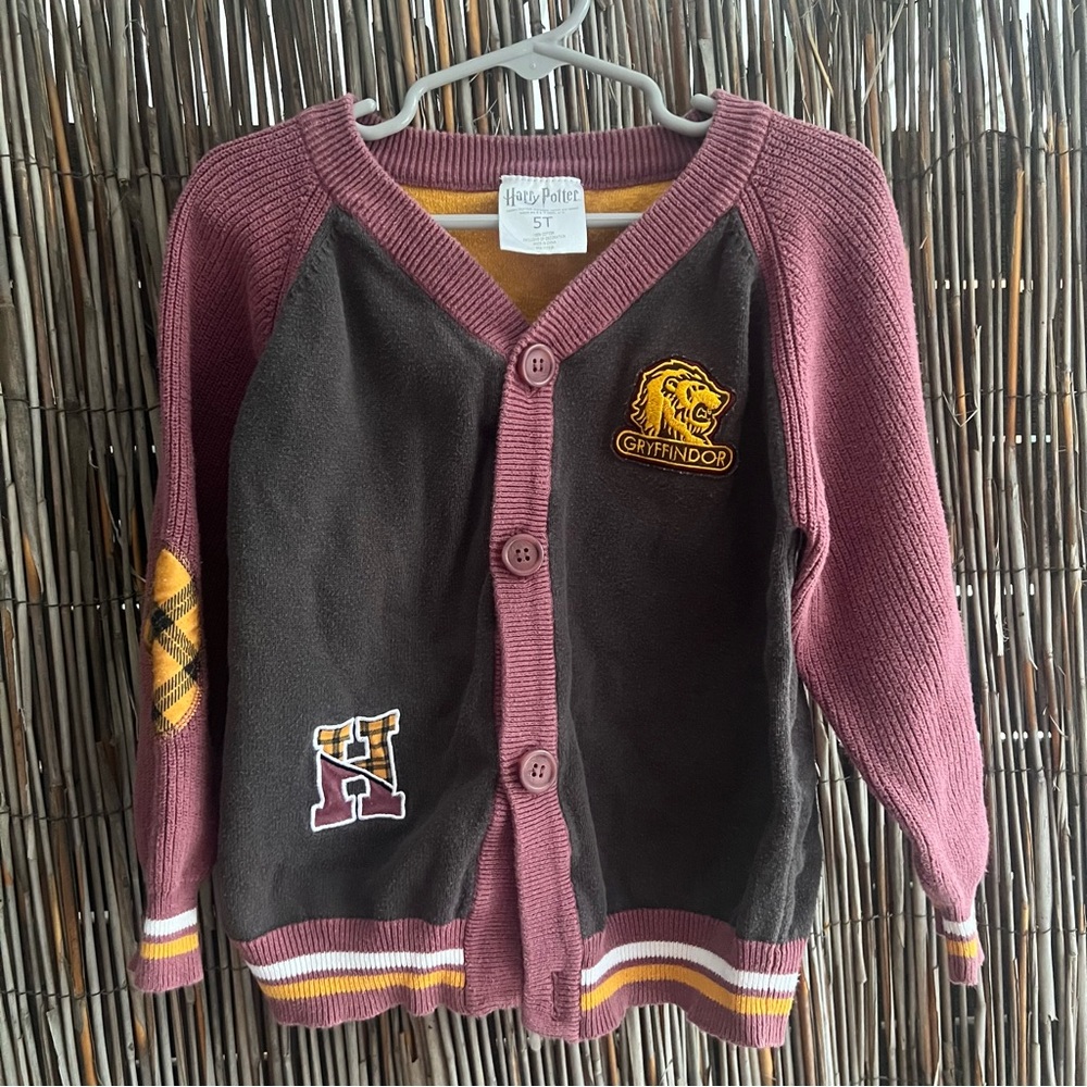 Warner Bros. Harry Potter Gryffindor Kids Cardigan - Burgundy and Dark Gray 5T